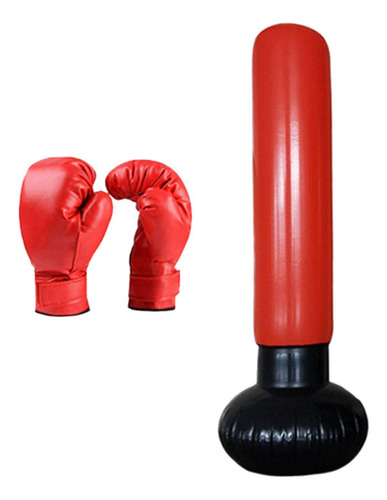 Bolsa De Boxeo Inflable Con Guantes De Boxeo Rojo