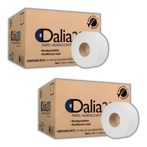 Caja Papel Higiénico Dalia 200 Mts C/12  Hb19320 2 Cajas