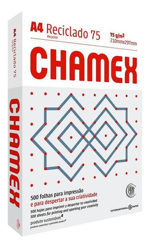 Papel Chamex Eco Reciclado A4 21cm X 29,7cm 75g 500 Folhas