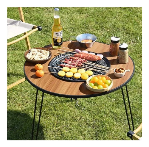 Mesa Para Camping Picnic Asador De Acero Portátil Plegable
