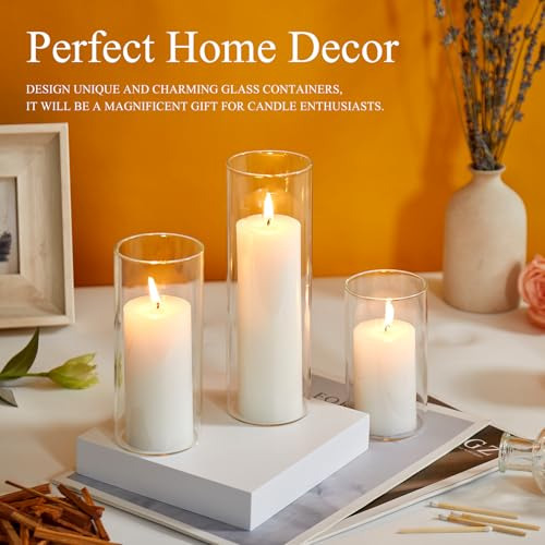 Velas De Pilar Y Cristal, Conjunto De 6 Velas De Pilar Blanc