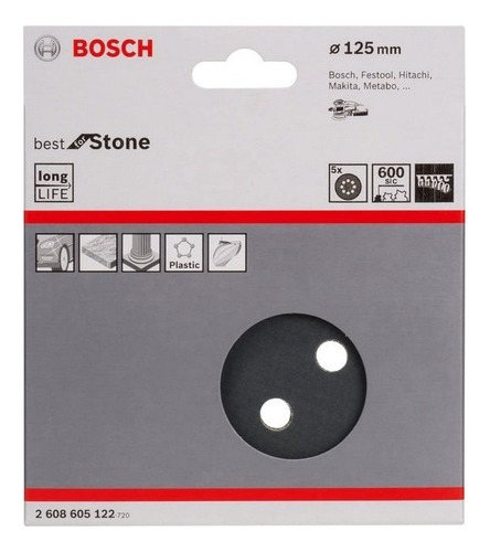 Disco De Lixa De Velcro G600 125mm C/5 Bosch Roto-orbital