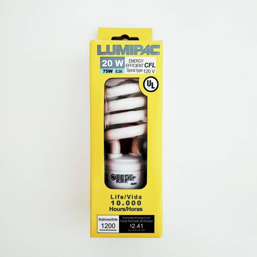 Bombillo Ahorrador De Energía Espiral Luz Cálida 20w 2700k