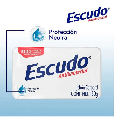 Imagen 2 de 4 de Jabón En Barra Escudo Antibacterial Fórmula Original 150g