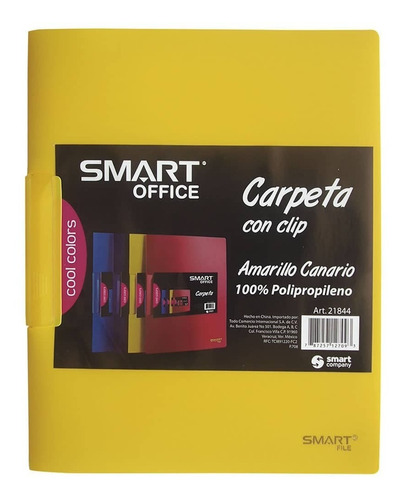 Carpeta Con Palanca Cool Colors Smart File Pq. 5 Pz. Amarilo