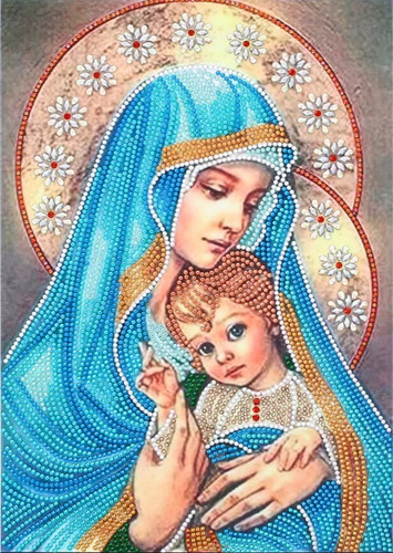 Pintura Com Diamantes-diy 5d Strass-nossa Senhora 7-30x40 Cm