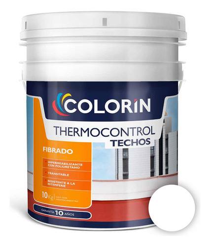 Impermeabilizante Techos Thermocontrol Fibrado Blanco 10 Kg