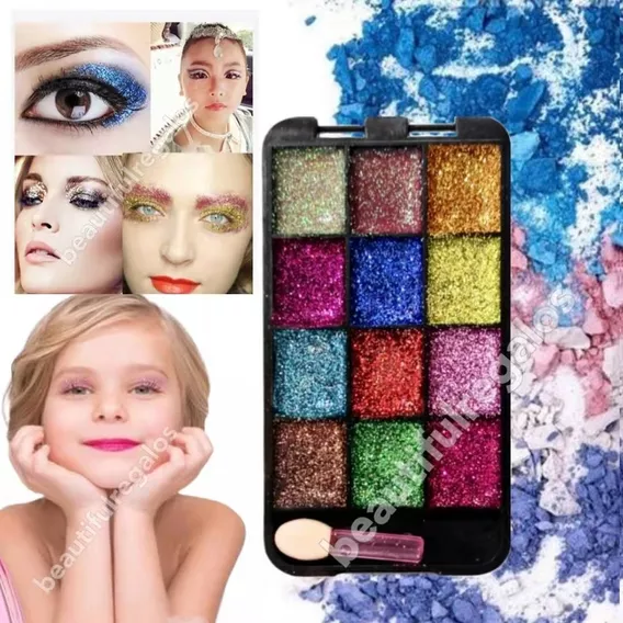 Paleta Sombras 12 Colores Glitter Color Make Up Maquillaje
