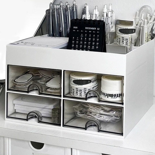 ** Caixa Organizadora De Mesa Multifuncional Com 4 Gavetas