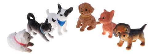 6x Figura De Cachorro Gato De Simulación En Miniatura