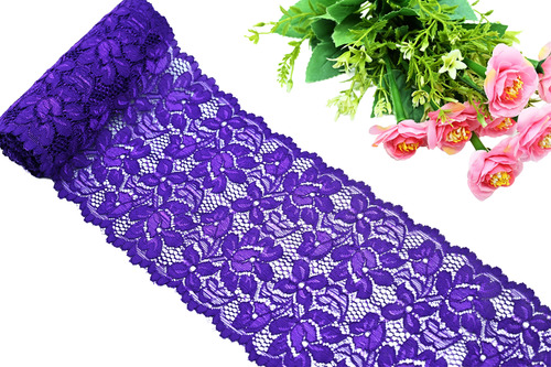 10 Metros De Encaje Alta Calidad 15.5cm Ancho. Ven003 Morado