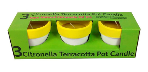 Velas Citronella En Macetas De 3 Tamaño 6.8x6.5cm -