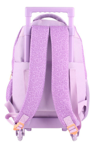Mochila Carro Trendy Escolar Resistente Color Violeta Diseño De La Tela Liso