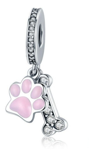 Charm Plata 925 Patita De Perro Y Hueso