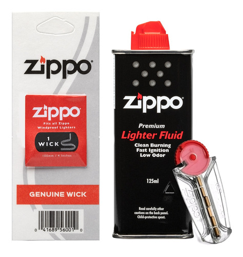 Pack Bencina Zippo + 6 Piedras Zippo + Mecha Zippo