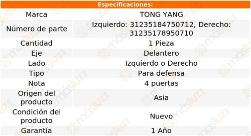 Moldura Defensa Del Izq O Der Bmw 320i 01/05 Tong Yang