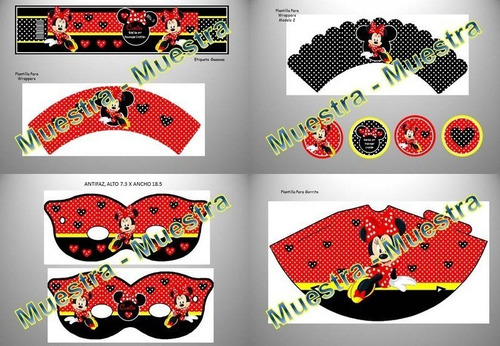 Kit Imprimible Minnie Roja Fiesta 3x1