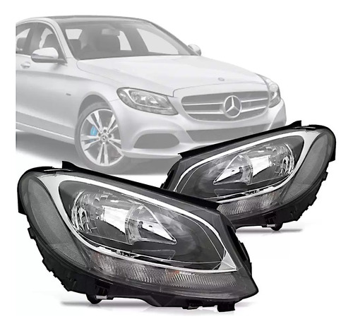 Par Farol Mercedes C180 C200 2015 A 2018 Sem Led Tyc