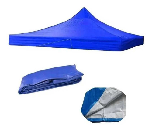 Imagen 2 de 5 de Toldo (3x3) + Lona Techo + Lateral Color Azul..