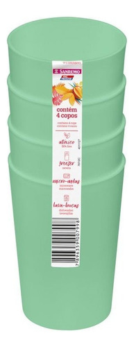 Conjunto De Copos Kit 4 Peças 270ml Resistente Sanremo