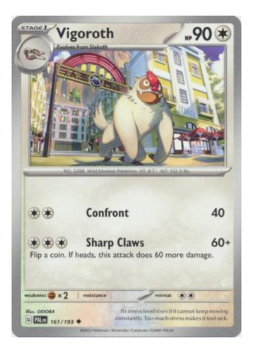 Tarjeta Pokemon Vigoroth 161/193 U Ingles Paldea Evolved