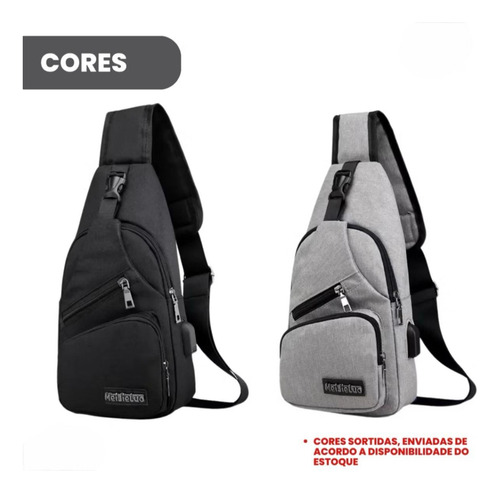 Mochila Transversal Bag Ombro C/ Entrada Usb Unissex Sortida
