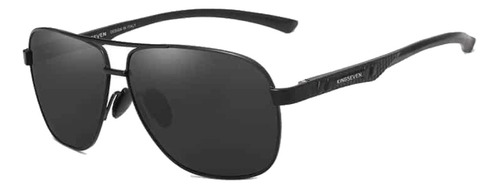 Óculos de sol polarizados Kingseven N7188 armação de alumínio cor preto, lente cinza de policarbonato, haste preto de alumínio