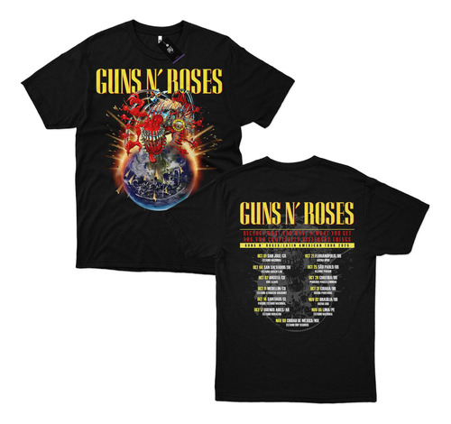 Camiseta Guns N' Roses Tour 2025 (com Datas) Plus Size
