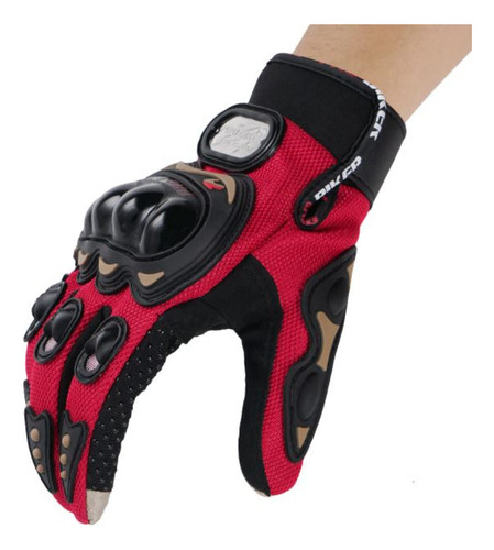 Guantes Para Moto Protección En Nudillos Palma Rojo Talla L