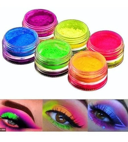 Set 6 Sombras Maquillaje  Pigmentos Neon  6 Colores
