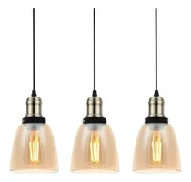 Comprar Kit 3 Luminárias Vintage Pendente De Vidro Âmbar Dome Bivolt