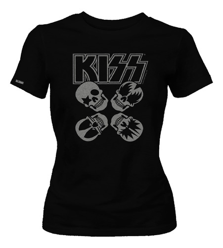 Camiseta Dama Mujer Kiss Banda Rock Metal Logo Calaveras Dbo