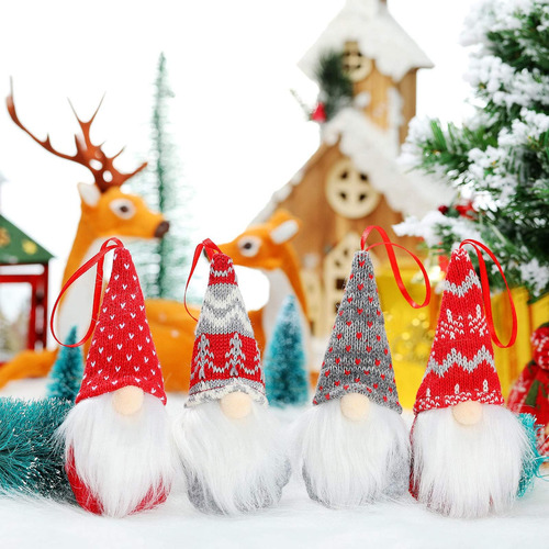 4 Pcs Árbol De Navidad Gnomos Colgantes Adornos Juego De Elf