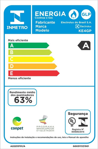 Anafe De Empotrar Electrolux A Gas Vidrio Templado 4 Fuegos