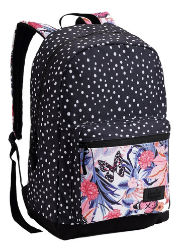 Mochila Feminina Juvenil Costas Flores Bolinhas Dl1285