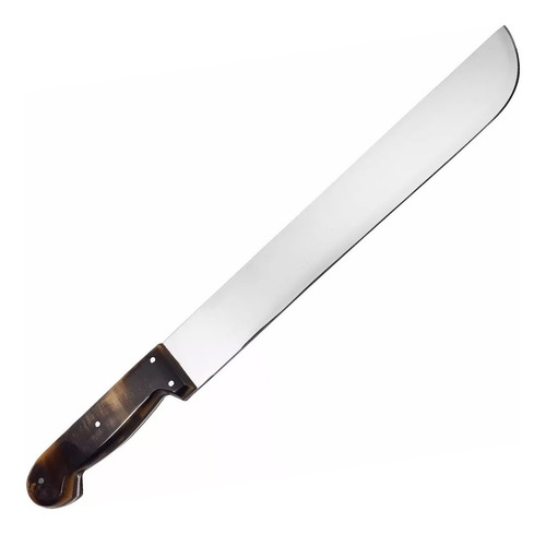 Facão 14 Largo Militar Aço Inox 3mm Cabo Chifre Bainha Couro