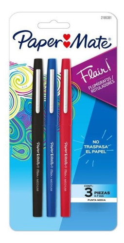  Nuevos Plumígrafos Flair Set Colores Básicos 3pzas