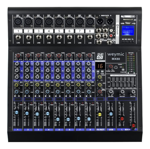 Mezclador Profesional Mx80 (8 Canales) Grabación De Dj...