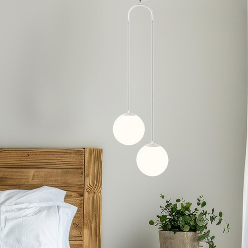Lámpara Colgante De Techo Con Doble Globo, Pantalla Blanco