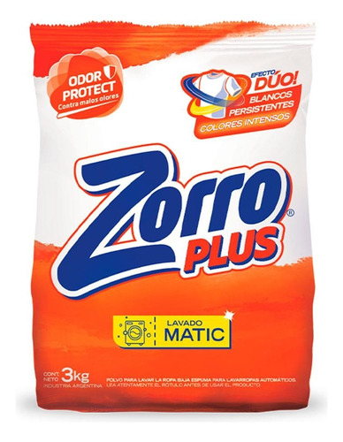 Jabon En Polvo Matic Plus Zorro 3 Kilos