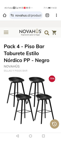 Pack 4 Taburetes Negros (se Venden Por No Uso)