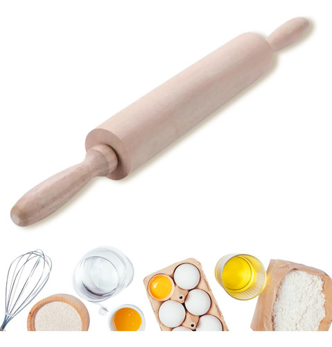 Rodillo De Madera Giratorio Para Amasar Pizza Pan Color Marrón claro