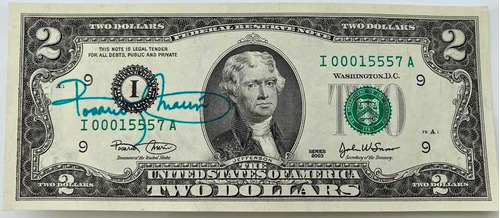 Billete $2 Dólares Autografiado Por Rosario Marín