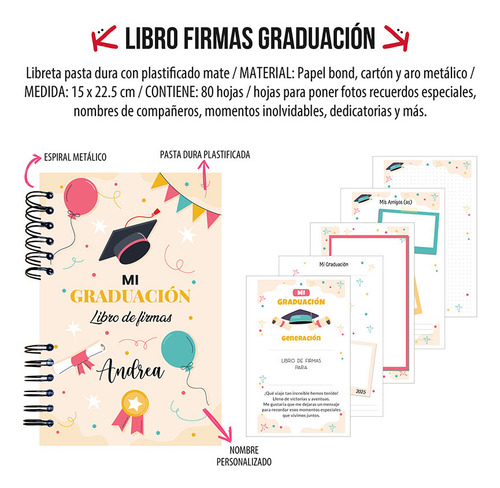 Libreta Libro De Firmas Para Graduación Beige