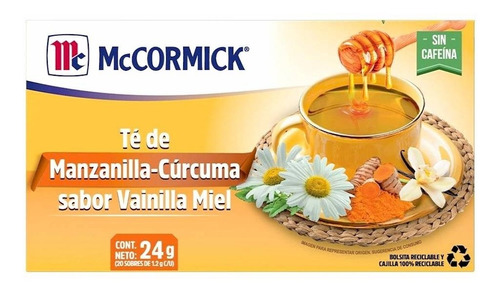 Mc Cormick®- Té De Manzanilla - Cúrcuma  Sabor Vainilla Miel