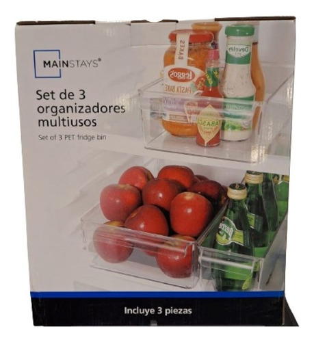 Set De 3 Organizadores De Acrilico Para Refrigerador