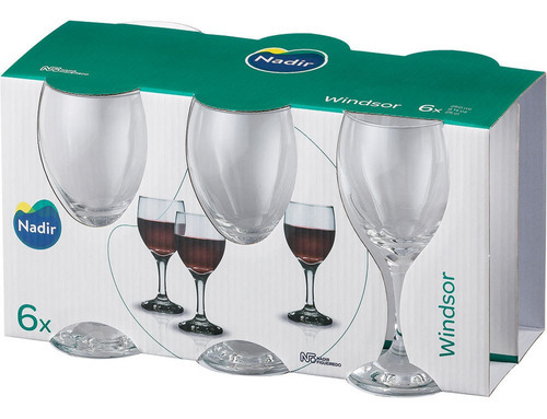 Jogo Taça Nadir Windsor Vinho Tinto 250ml C/ 6 Unidades Cor Transparente