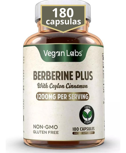 Berberina Berberine Organico + Canela Ceylan 1400mg Capsulas