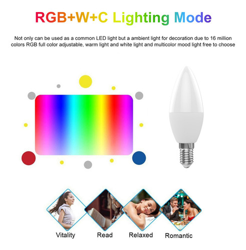 Rp1 3pcs Wifi Bombilla Inteligente Rgb+w+c Led Vela