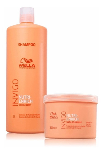 Imagem 1 de 4 de Wella Nutri-enrich Invigo Kit Shampoo 1000ml + Máscara 500ml
